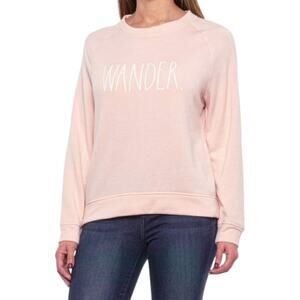 NWT Rae Dunn Women's Wander Print Casual Top Fleece Lined Sweatshirt